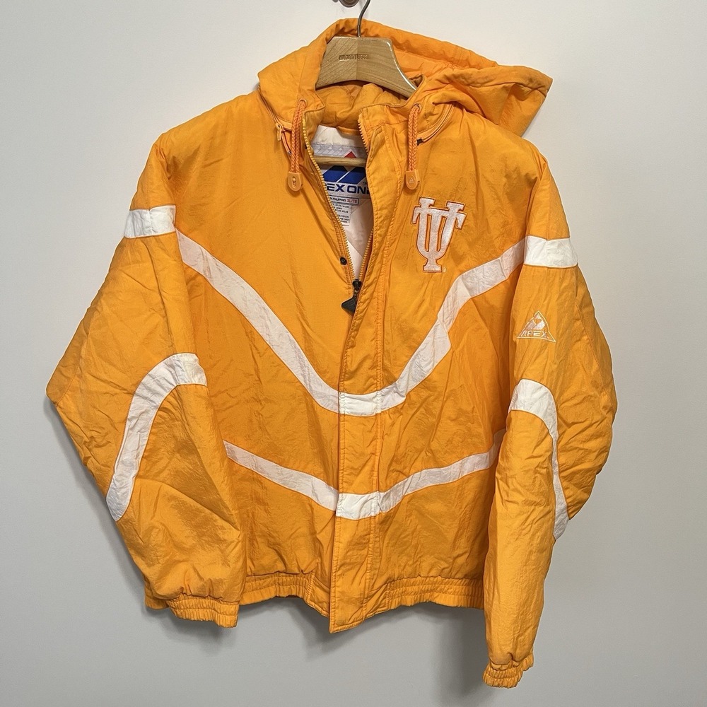 Vintage Tennessee Volunteers Jacket 90s APEX Sz XL Football‎ Puffer Vols Orange